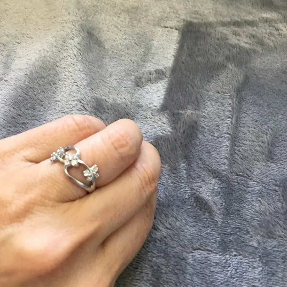 Silver Trio Butterfly Crystals Ring
